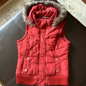 Maurices Maroon vest with hoodie